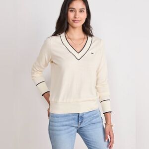 Vineyard Vines L-XL Heritage V-neck Cashmere Pima Cotton Lightweight Sweater